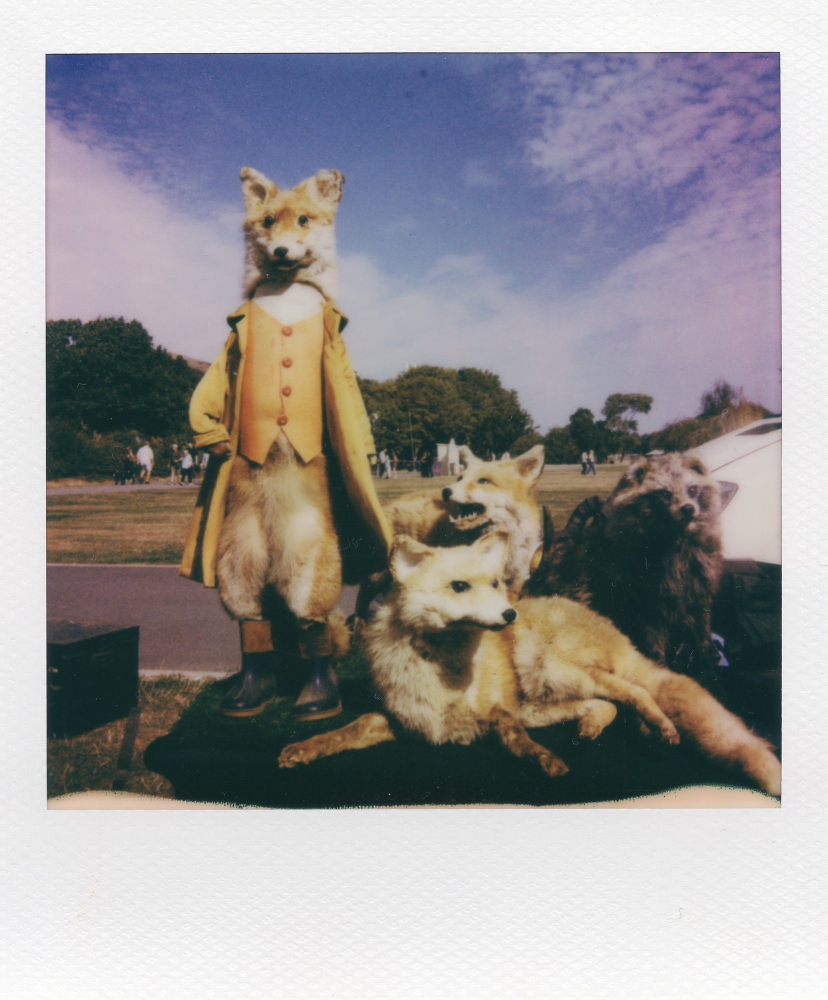 the family in their best — polaroid from Malvern Flea Fair, May 2026 — by Tom Lee