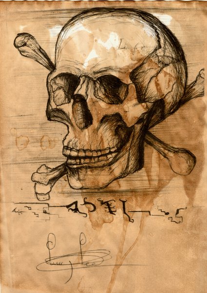 Mortis Signum — ink & tea wash drawing by Tom Lee